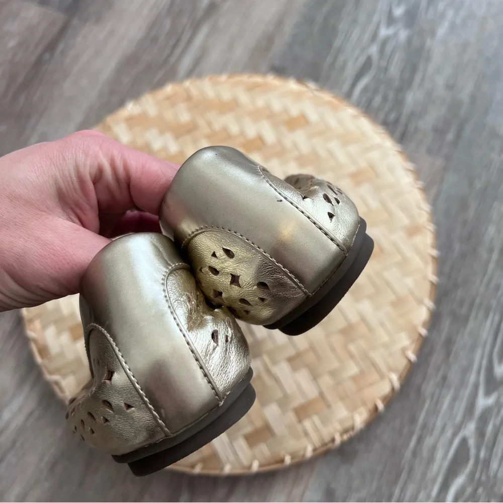 Vionic Metallic Gold Laser-Cut Ballet Flat